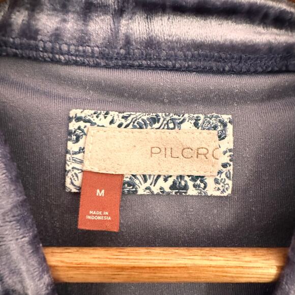 Anthropologie Pilcro Velveteen Mock-Neck Top Slate Blue Womens Sz M Velvet - Picture 10 of 10